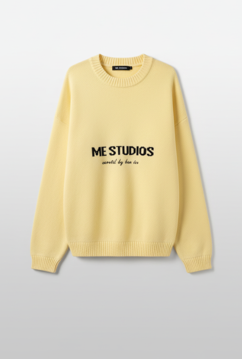 Women Yellow Full Sleeve Round Neck Loose Top Casual Knitted Pleated Short Sweaters New Autumn Lady Daily Street Commute Outfits