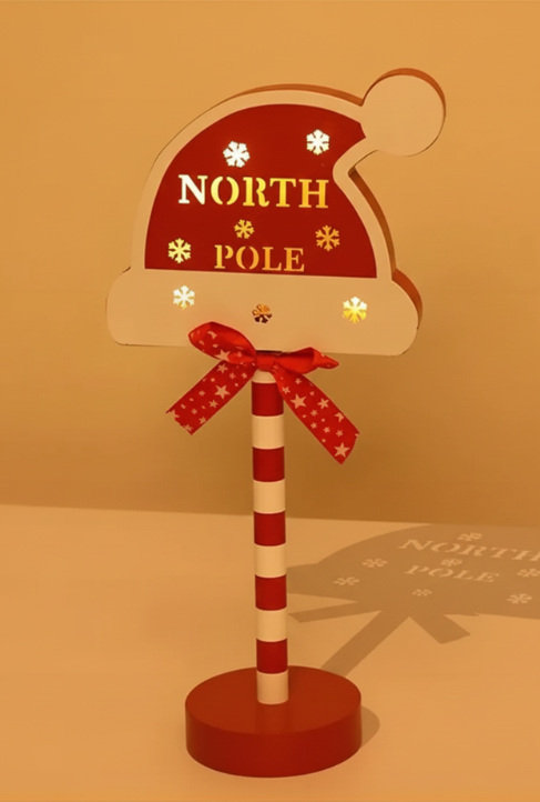 LED Santa Stop Here Light – Christmas Tree Topper, Window & Desk Decorative Lamp