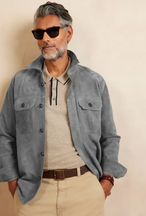 Men's Suede Short Coat Business Casual Jacket Clothes Jackets Man Winter Mens Clothing Coats Male Autumn Elegant New
