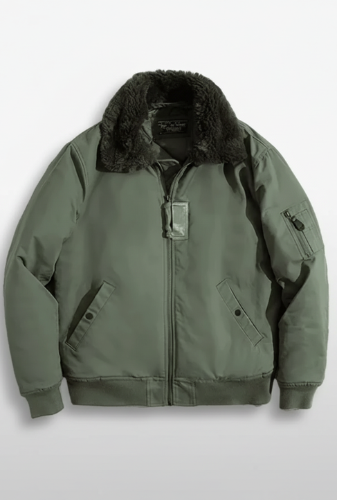 Maden Vintage B15 Bomber Jacket for Men Faux Rabbit Fur Lapel Signature Arm Pocket Winter Thickened Warm Windproof Coat Parkas