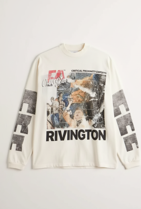 Autumn/Winter RRR123 SS25 New Washed Graffiti Printed Long Sleeve Vintage High Street Casual Loose Cotton Round Neck T-shirt