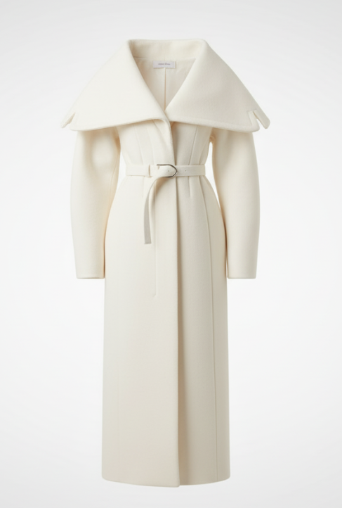Elegant Women's Wool Blend Maxi Dress Coat Oversized Cape Lapel Belted Chic Outerwear Loose Warm Autumn Winter Fashion Outfit