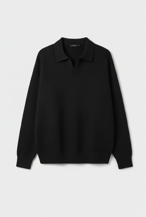 Korean Fashion V-neck Pullover Sweater Men's Casual Long Sleeve Knitted Polo Shirts Y2K Vintage Lapel Knitwear jersey hombre