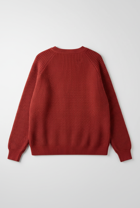 Maden Women’s Knitted Sweater Pineapple Texture Loose Thickened Pullover Knitwear Raglan Sleeve Green Autumn Winter Tops
