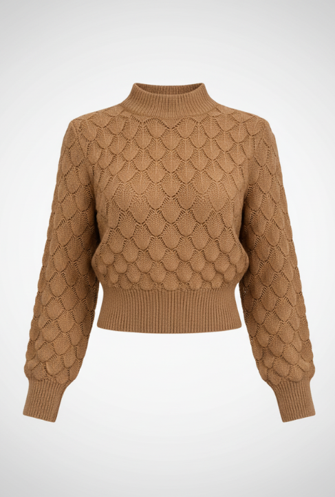 2025 Autumn Winter Women Casual Hollow Out Long Sleeve Knitted Pullovers and Sweaters Crop Top