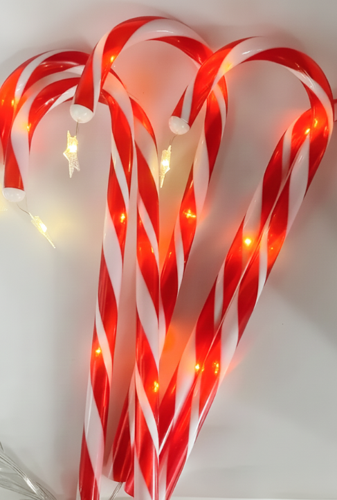 1Set Of 5/8 Solar Christmas Garden Lights Outdoor Waterproof Candy Cane Lights Christmas Decoration Lamp For Lawn Path Festive