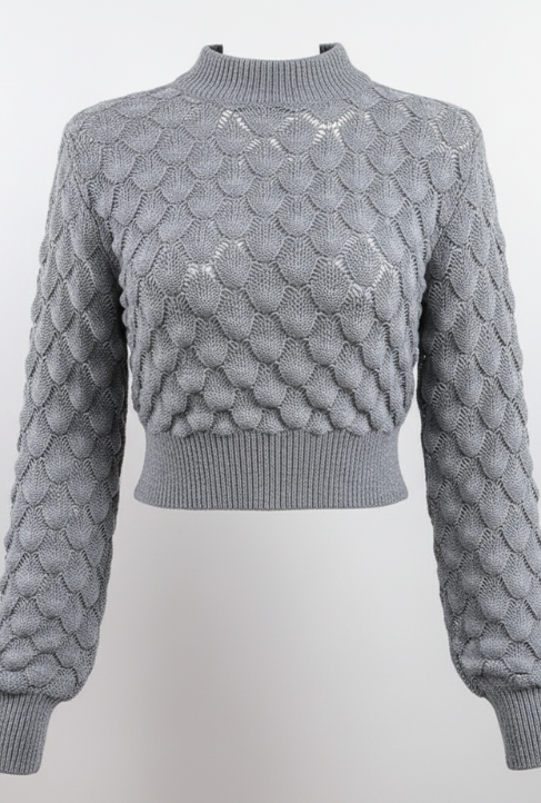 2025 Autumn Winter Women Casual Hollow Out Long Sleeve Knitted Pullovers and Sweaters Crop Top
