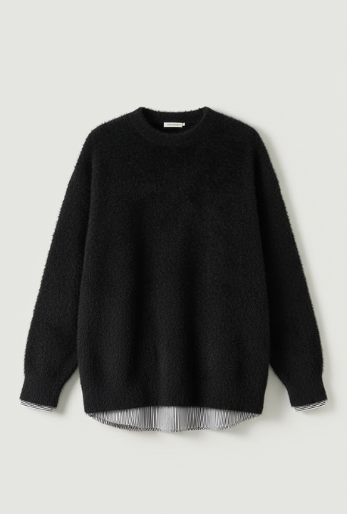 Autumn Men's Solid Fluffy Knitted Sweaters New Korean Fashion Loose Warm Pullovers Winter Couples Y2K Vintage Knitwear Jumpers