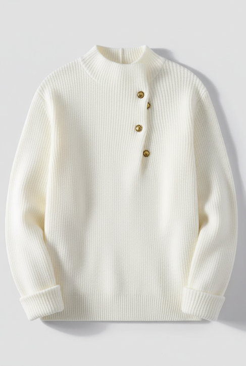 2025 Autumn Winter Basic Solid Colour Pullover Sweater Men's Knitted Sweater Button Design Knitted Top Soft Versatile Sweater