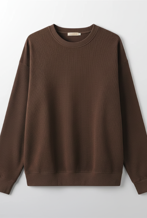 Maden Vintage Chenille Pullovers for Women Round Collar Long-Sleeve Sweatshirt Solid Color Loose Pullover Unisex Tops