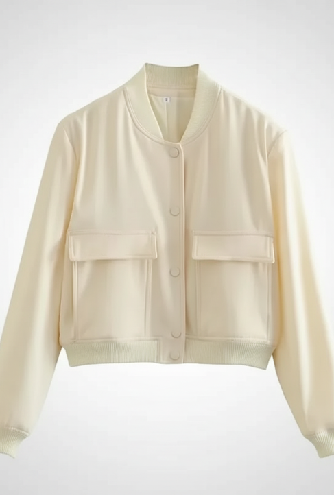 MUJER 2025 Woman Bomber Jacket White Autumn Winter Button Cropped Jackets for Women Fashion Long Sleeve Women Coats Outerwears