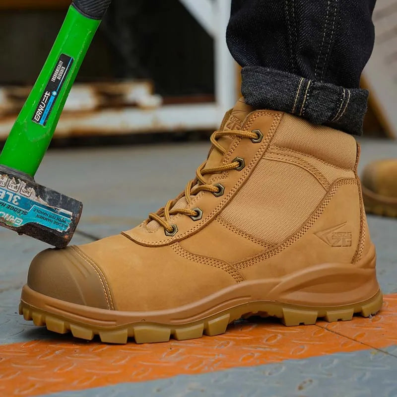 Genuine Leather Men's Boots Safety Shoes Indestructible Work Boots Steel Toe Shoes Puncture-Proof security Protective Shoes Male
