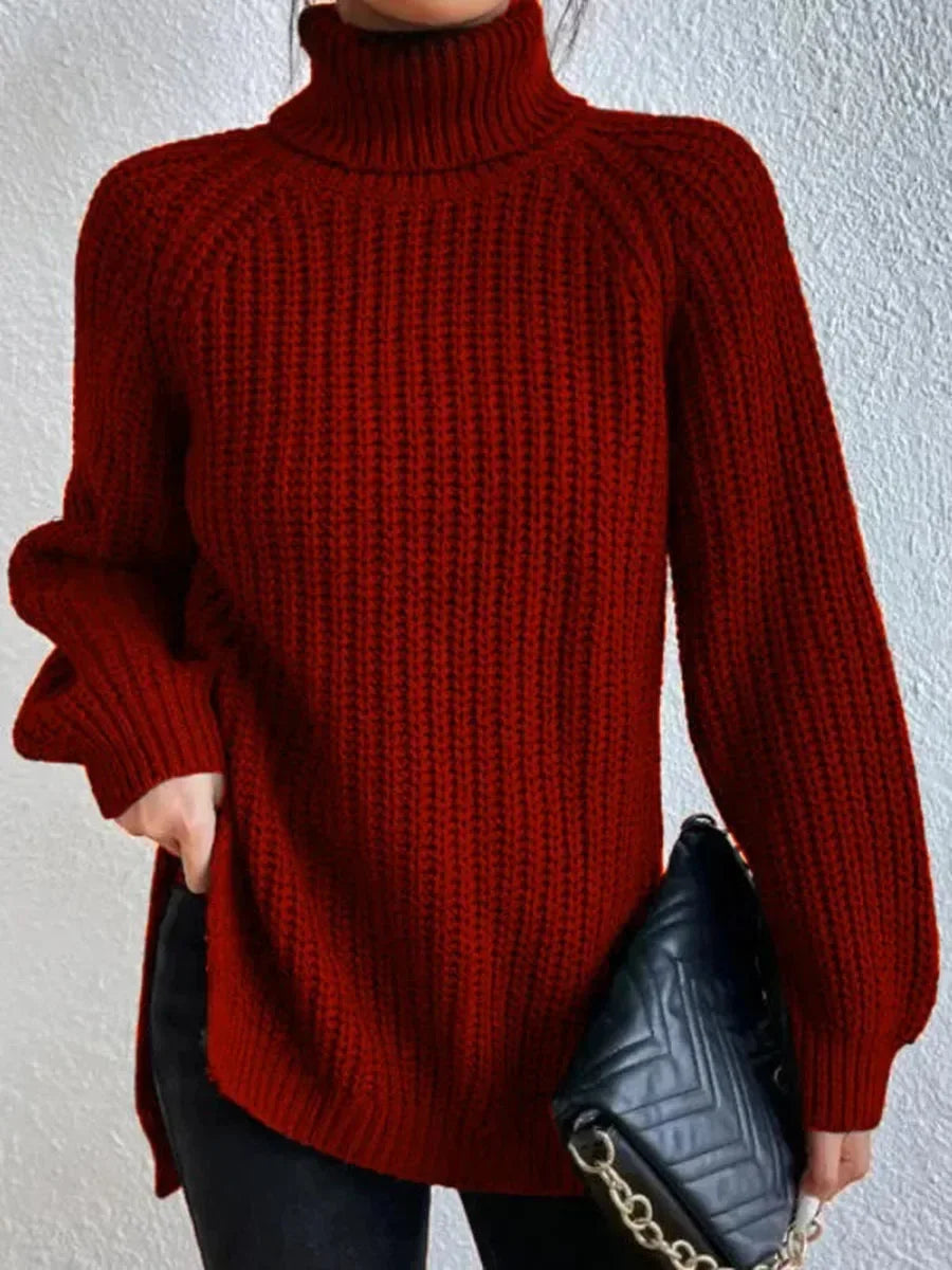 Turtleneck Y2k Kintted Sweater Women Split Crochet Jumper Top E-girl Pullover Spring Autumn Winter Thick Sueter Work Jumpers