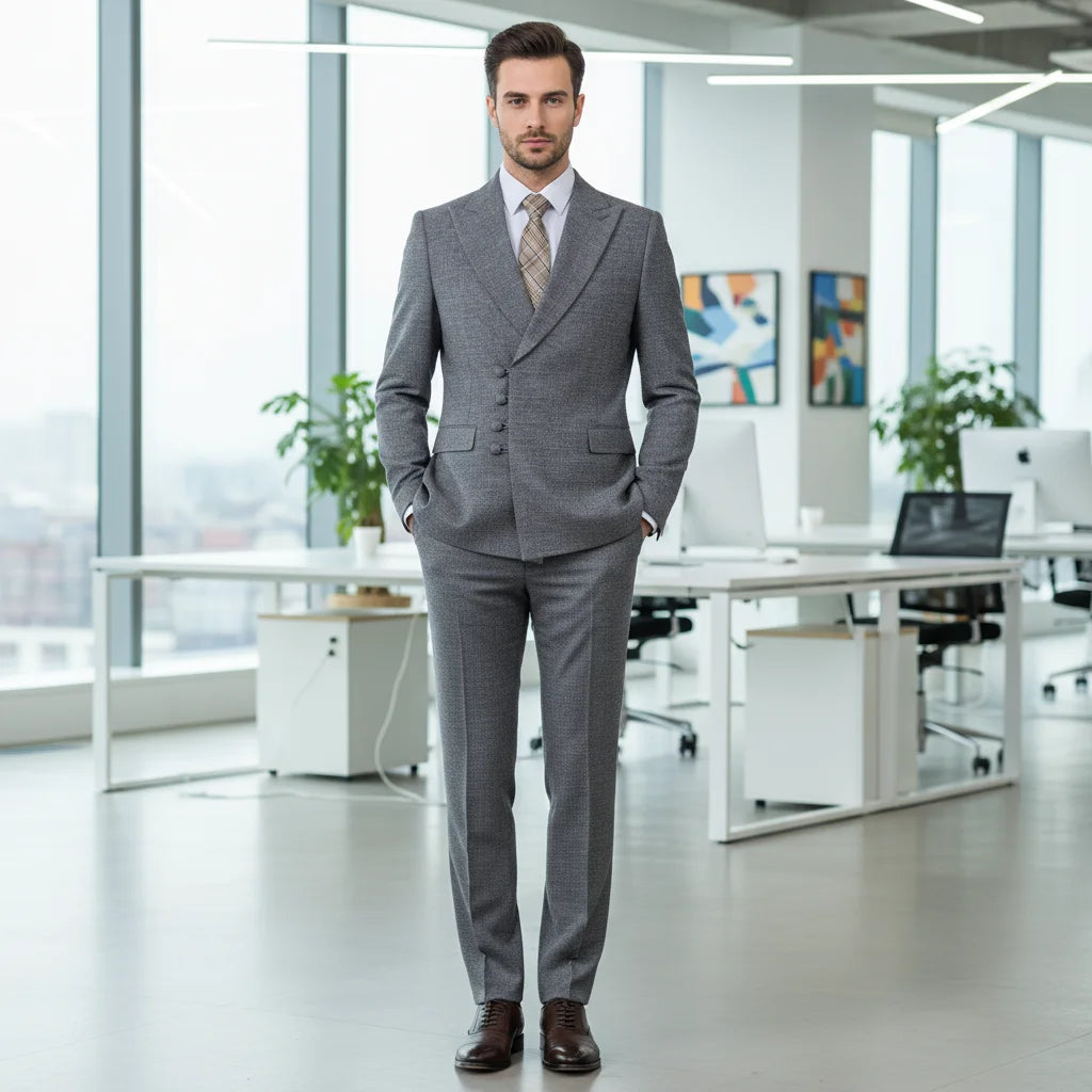 ST Cassy Elegant man suit for wedding peach Slim Fit Double Breasted Multiple buttons Casual Business man 2 piece outfit set