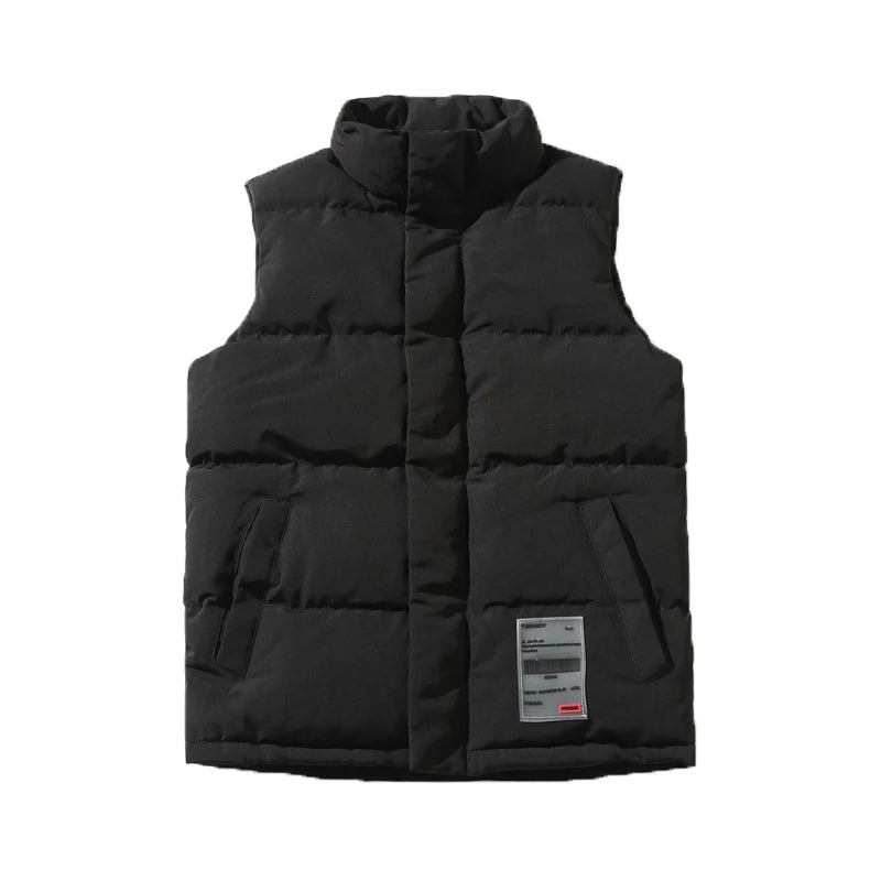 Winter New Men Warm Waistcoat Vest Japanese Streetwear Zip-up  Sleeveless Jacket Stand Collar Large Size M-5XL Male Jackets