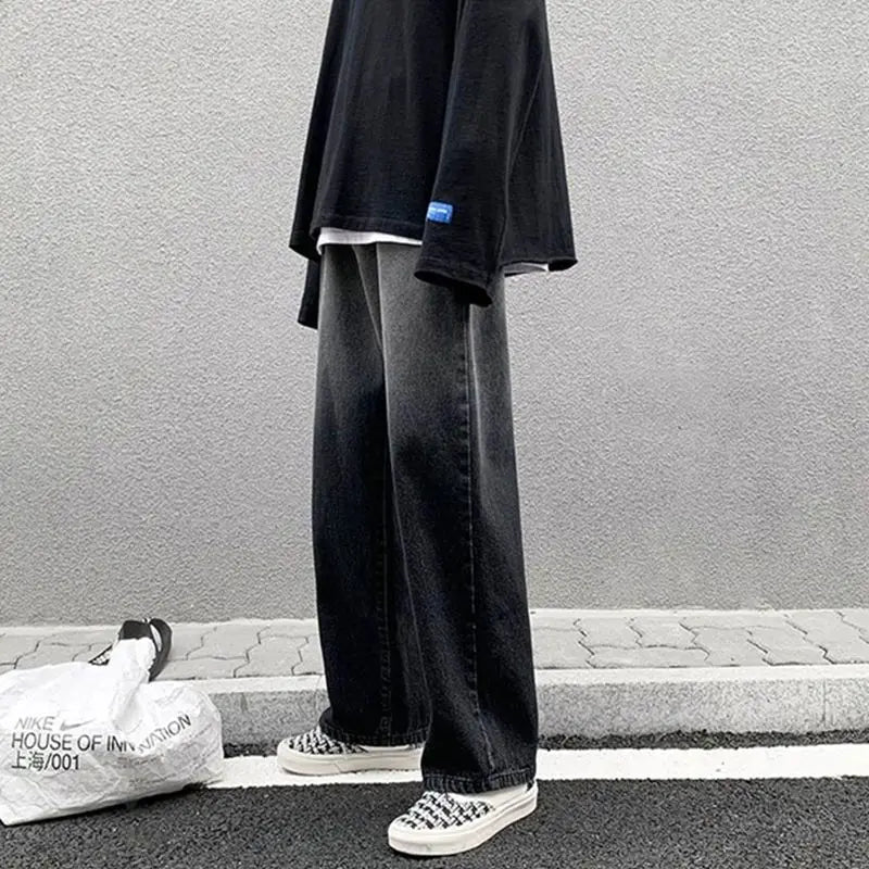 High Street Jeans Straight Leg Loose Flare Pants Men's Cargo Trousers Mens Designer Clothes Y2k Style Pant Male Man Denim Flared