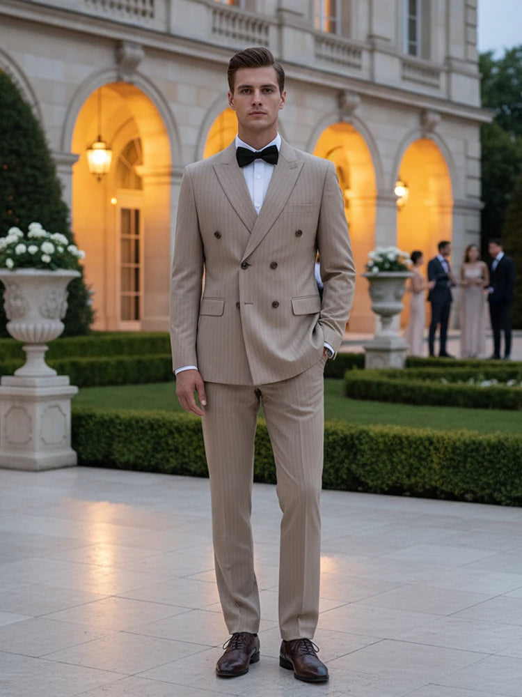 ST Cassy High quality striped suits for men slim fitting luxury man clothing elegant mens suit Wedding trends costumes