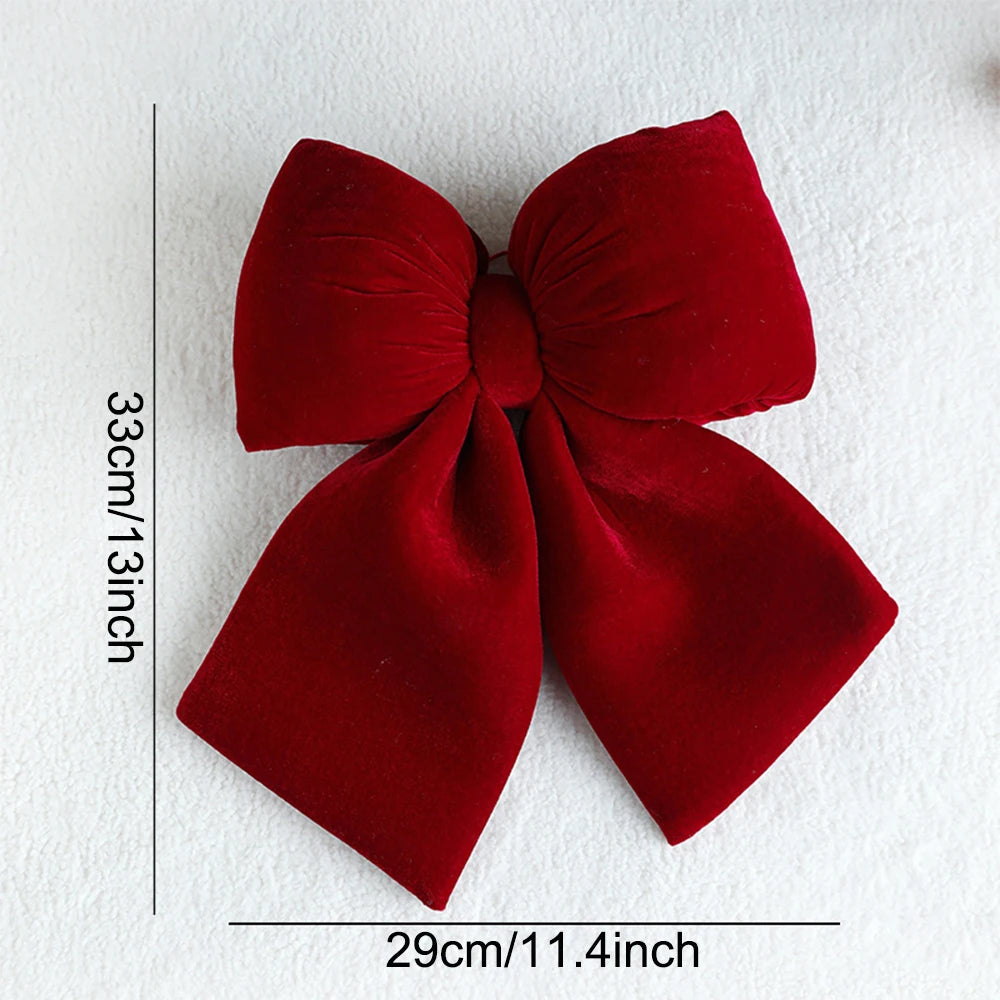 Christmas Red Velvet Bows Xmas Tree Ornaments for Christmas Home Decorations Wreath Stairs Railing Decors New Year Gift Supplies