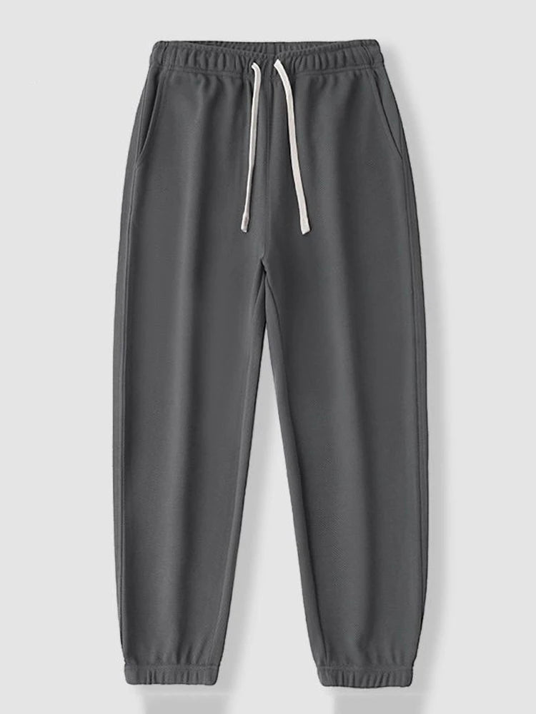 65% Cotton Twill Baggy Casual Jogger Pants Men 380g Anti-wrinkle Work Wear Trousers Outdoor Sport Sweatpants Breathable Knitted
