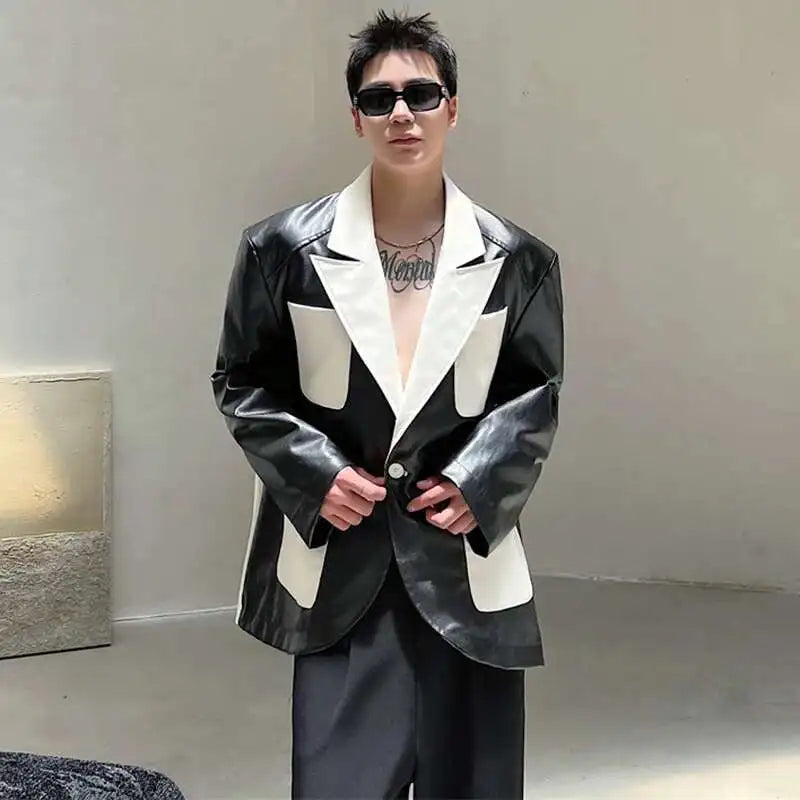 LUZHEN 2025 New Original Color Contrast Design Men's Leather Jacket High Quality Fashion Elegant Temperament Luxury Coat JY1051