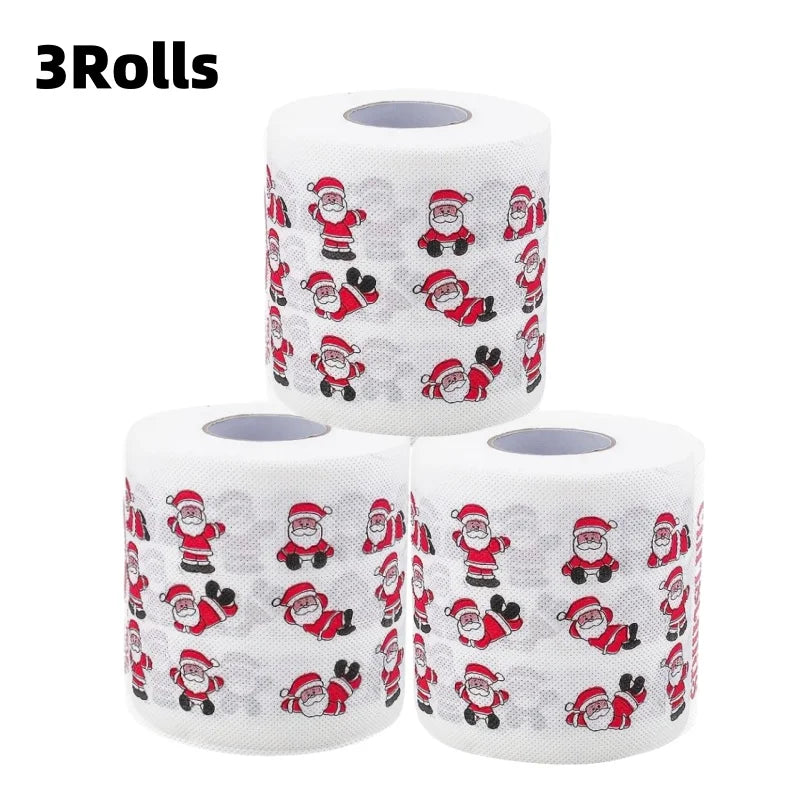 1/3pcs Christmas Toilet Paper Santa Festive Tissue Roll for Holiday Celebrations Party Home Dinner Bathroom Decor Paper Towels