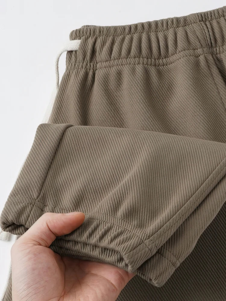 65% Cotton Twill Baggy Casual Jogger Pants Men 380g Anti-wrinkle Work Wear Trousers Outdoor Sport Sweatpants Breathable Knitted