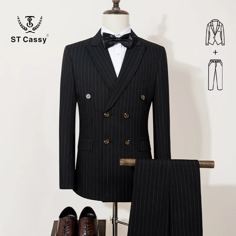 ST Cassy High quality striped suits for men slim fitting luxury man clothing elegant mens suit Wedding trends costumes