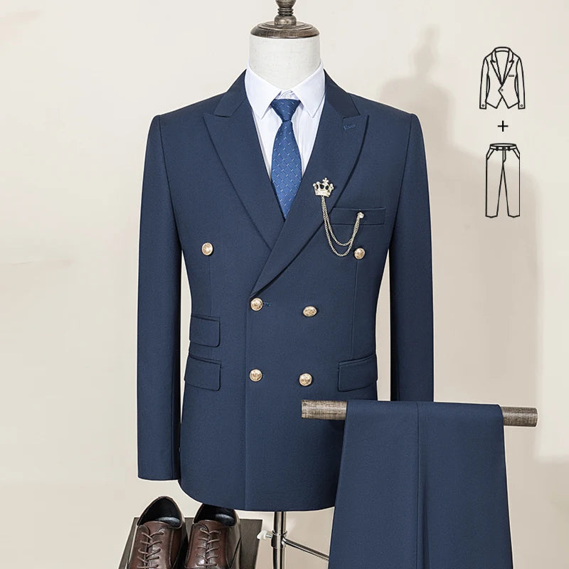 ST Cassy High Quality Men's Suit Fashionable and Casual Slim Fit Male Groom Wedding Blazers Party Dress Jacket Coat Pants