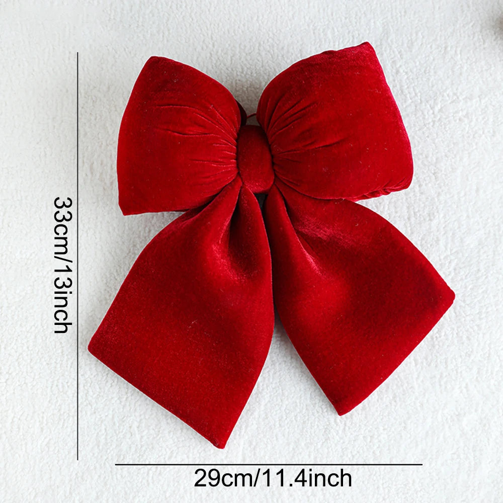 Christmas Red Velvet Bows Xmas Tree Ornaments for Christmas Home Decorations Wreath Stairs Railing Decors New Year Gift Supplies