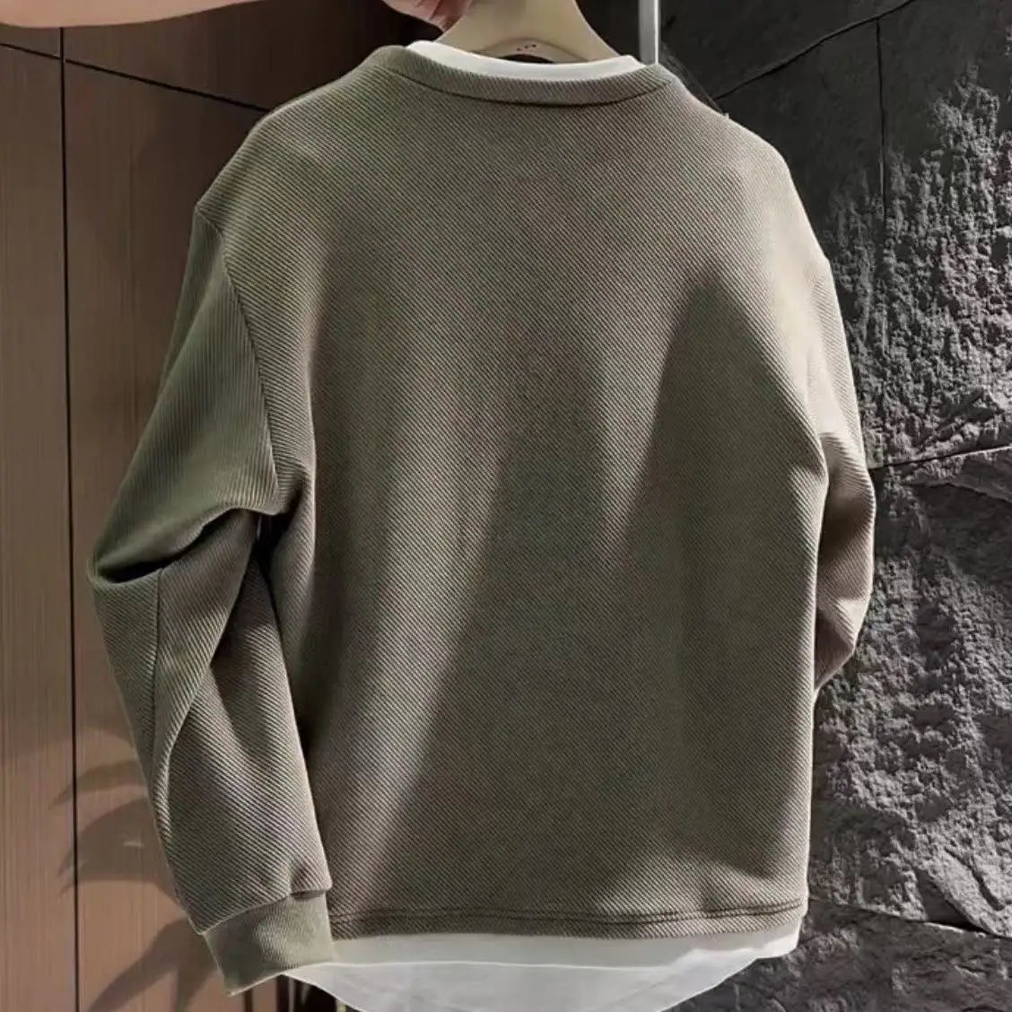 Autumn New Fake Two Piece Men's All-match Pullovers Top Long Sleeve Plus Size Loose Casual Hoodies Fashion Korean Men Clothing