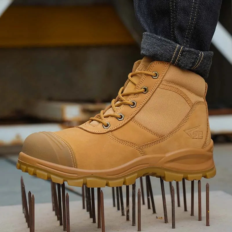 Genuine Leather Men's Boots Safety Shoes Indestructible Work Boots Steel Toe Shoes Puncture-Proof security Protective Shoes Male