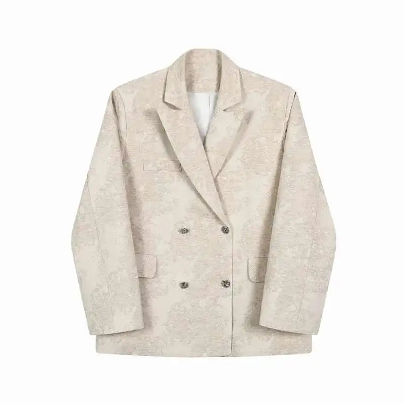 LUZHEN Design Cloud Pattern Jacquard Trendy Loose Edition Casual Double Breasted Suit Jackets Handsome Korean Blazer Male LZ8767