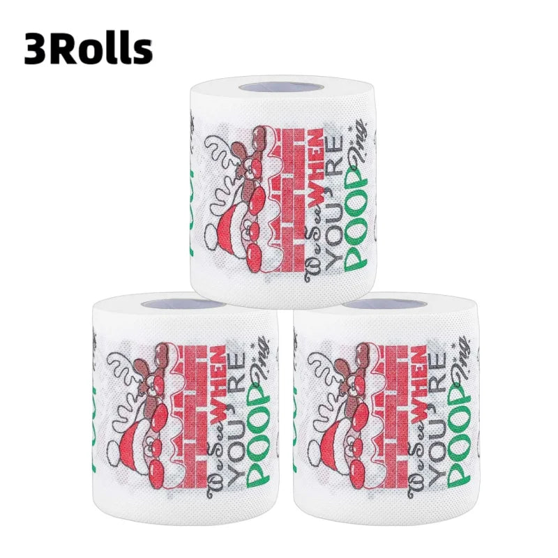 1/3pcs Christmas Toilet Paper Santa Festive Tissue Roll for Holiday Celebrations Party Home Dinner Bathroom Decor Paper Towels