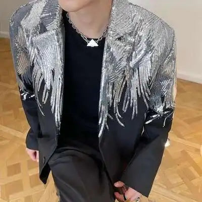 LUZHEN Sequin Personality Pattern Fashion Blazer Casual 2025 Design Coat Men's Elegant Temperament  Handsome Loose Jacket Fe5995