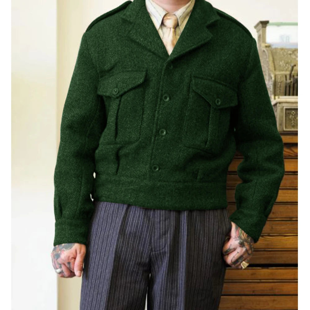 Men's New Woolen Jacket Single-breasted High-quality Warm Jacket Outerwear and Coats Men's Winter Jackets Mens Clothing