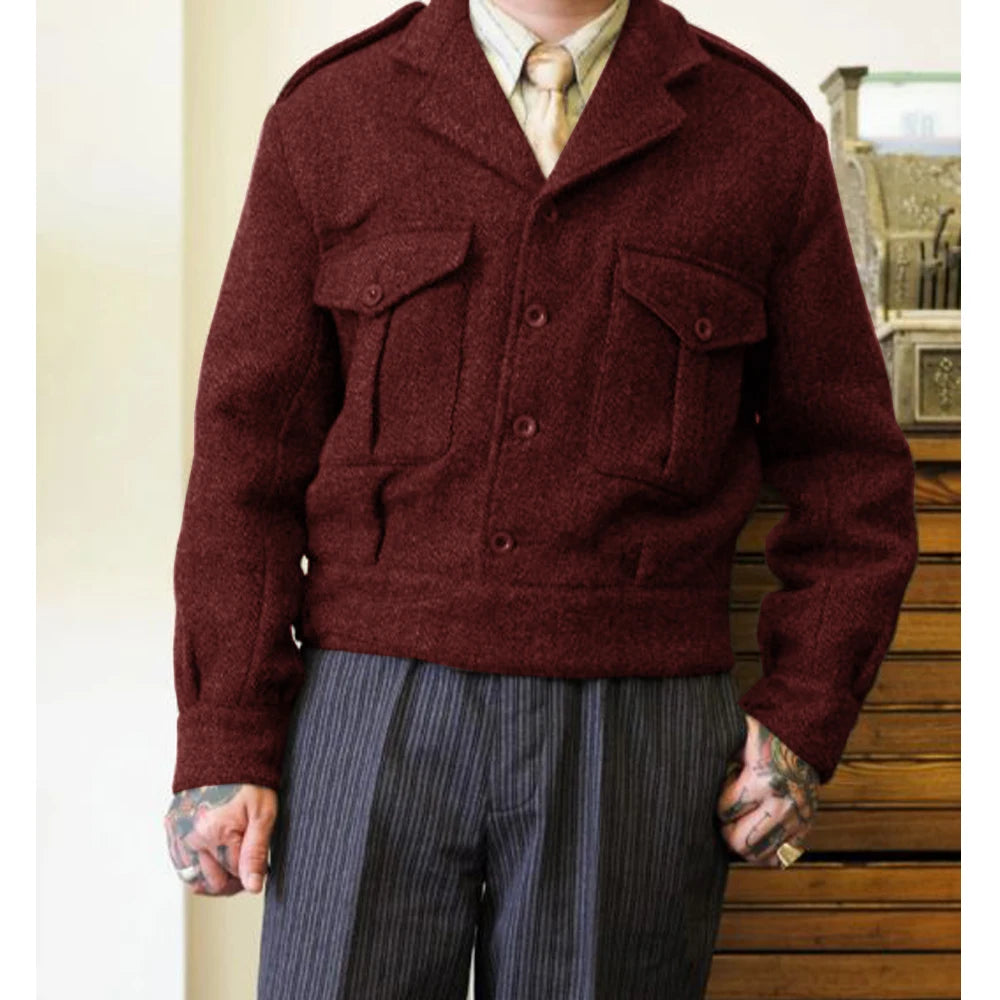 Men's New Woolen Jacket Single-breasted High-quality Warm Jacket Outerwear and Coats Men's Winter Jackets Mens Clothing