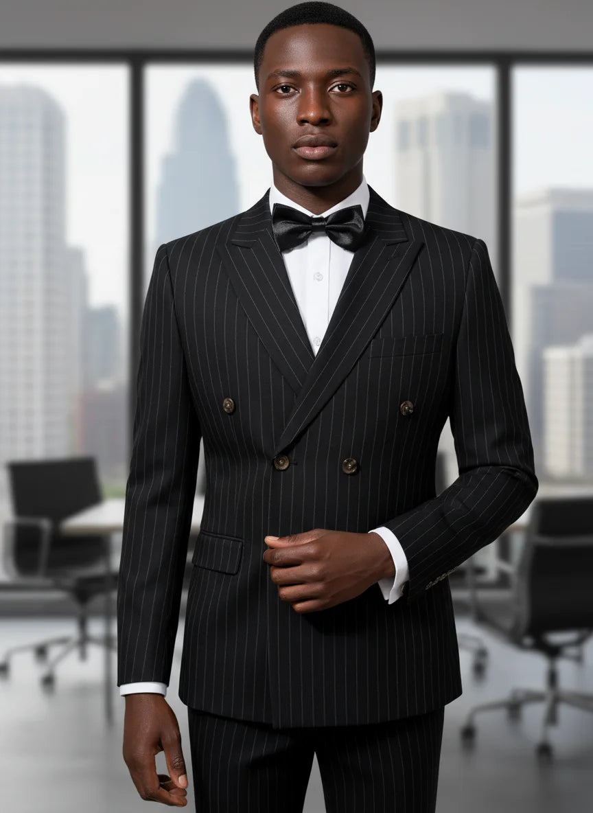 ST Cassy High quality balck striped suits for men slim fitting luxury man clothing elegant mens suit Wedding trends costumes