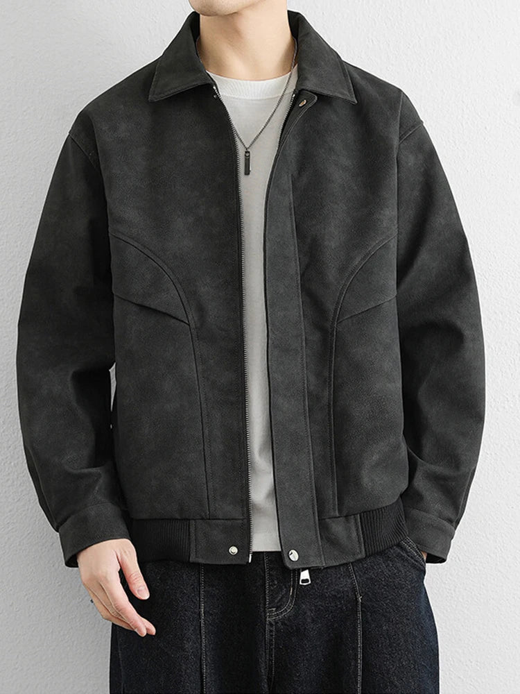 Autumn American Leather Suede Jaqueta Masculina Korean Fashion Casual Zipper Bomber Jacket 2025 New Y2K Streetwear Cargo Coats