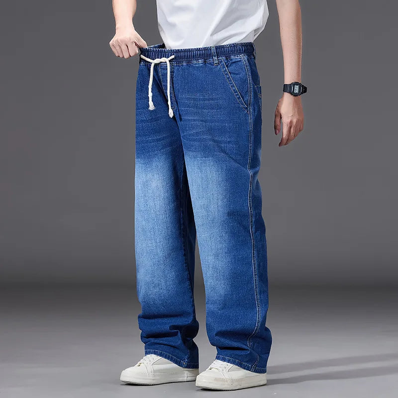 8XL Oversized Baggy Jeans Men Grey Casual Streetwear Jeans Men's Cotton Denim Pants Jean Elastic Waist Breathable Loose Trousers