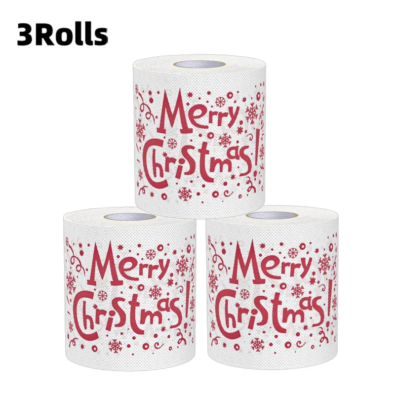 1/3pcs Christmas Toilet Paper Santa Festive Tissue Roll for Holiday Celebrations Party Home Dinner Bathroom Decor Paper Towels
