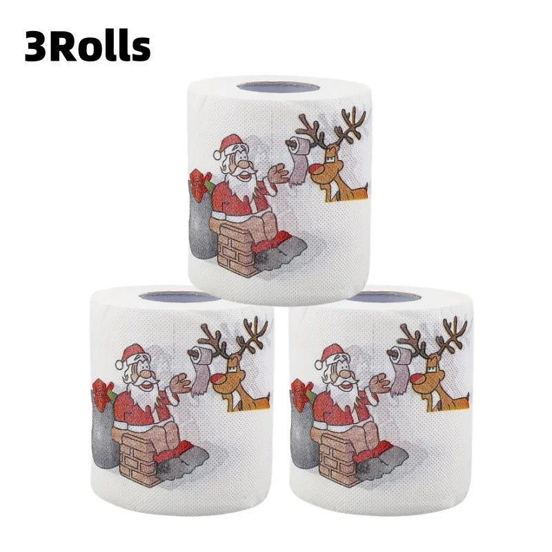 1/3pcs Christmas Toilet Paper Santa Festive Tissue Roll for Holiday Celebrations Party Home Dinner Bathroom Decor Paper Towels
