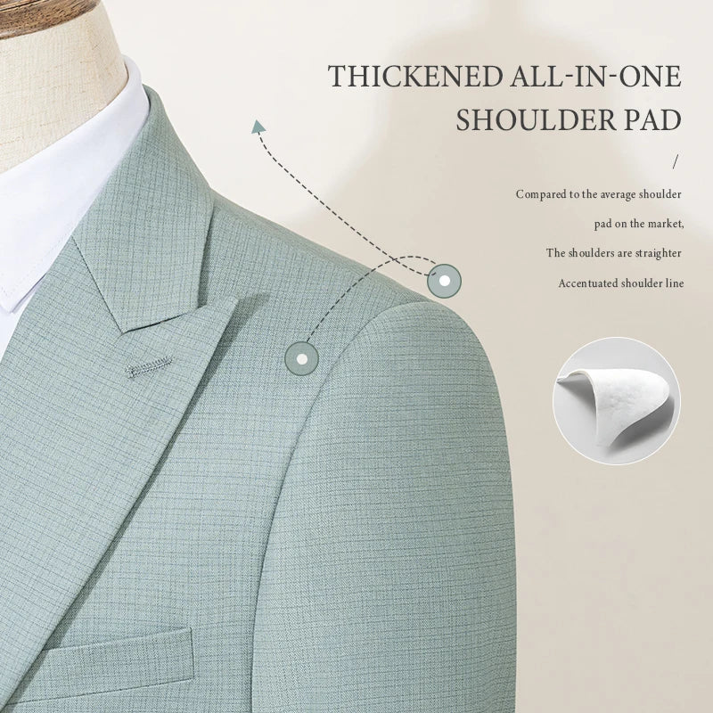 ST Cassy High Quality Men's Suit Summer thin breathable Slim Fit Formal Business Office Men's Suits（jacket+Vest+Pants）