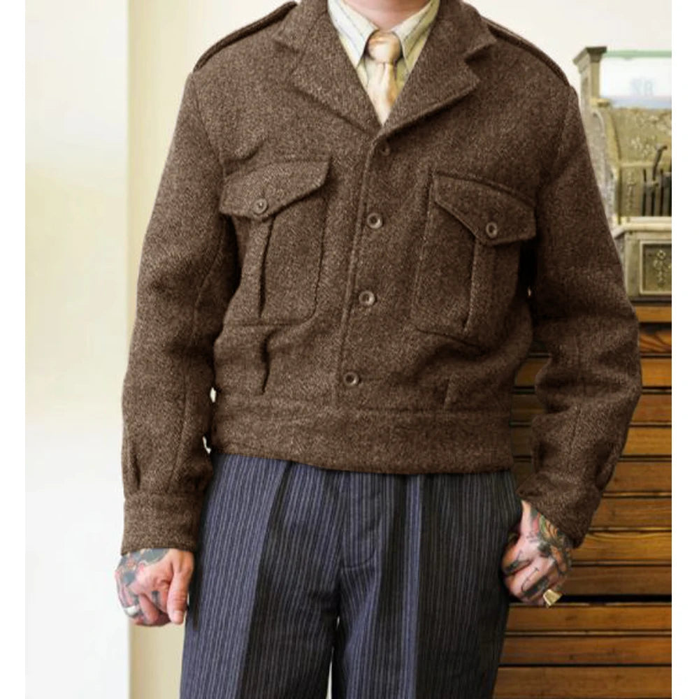 Men's New Woolen Jacket Single-breasted High-quality Warm Jacket Outerwear and Coats Men's Winter Jackets Mens Clothing