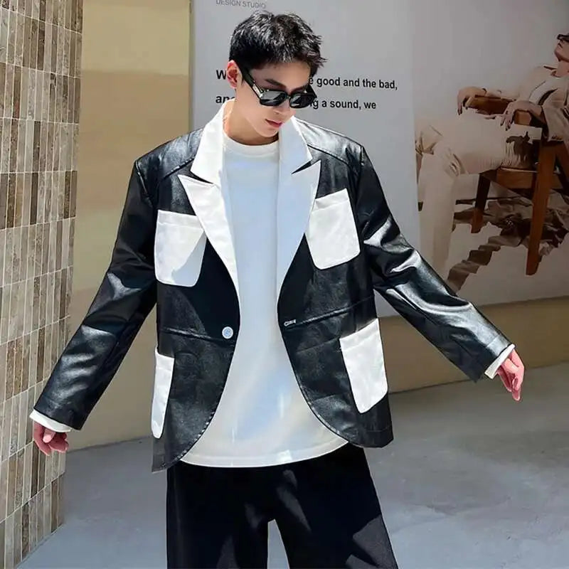 LUZHEN 2025 New Original Color Contrast Design Men's Leather Jacket High Quality Fashion Elegant Temperament Luxury Coat JY1051