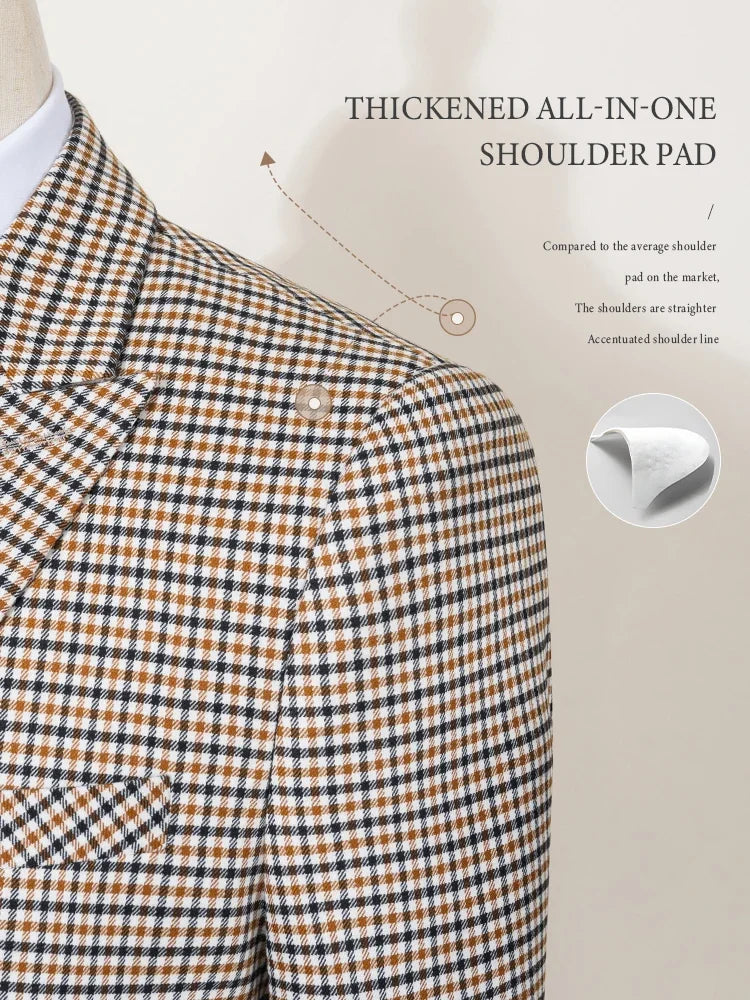 ST Cassy Fashionable Plaid suit High-end Brand Business Slim Fit Casual Party Dress Male Groom Wedding Blazers Double Breasted