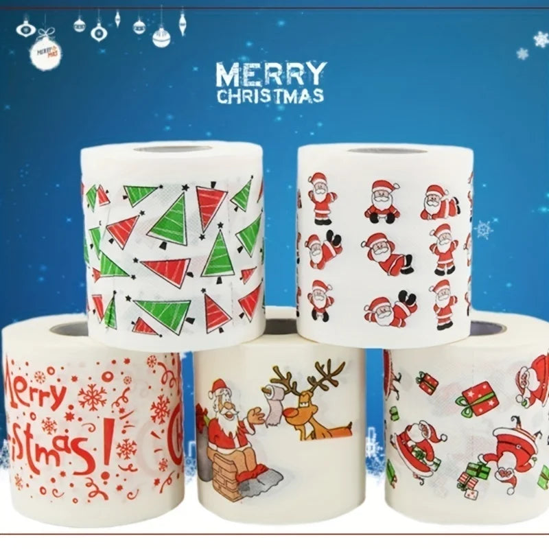 1/3pcs Christmas Toilet Paper Santa Festive Tissue Roll for Holiday Celebrations Party Home Dinner Bathroom Decor Paper Towels