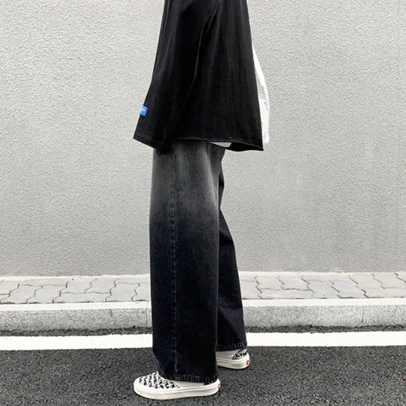 High Street Jeans Straight Leg Loose Flare Pants Men's Cargo Trousers Mens Designer Clothes Y2k Style Pant Male Man Denim Flared