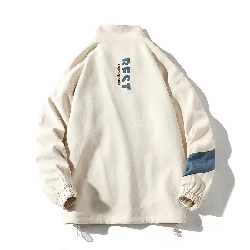 Patchwork Sports Jacket Hip Hop Street Loose Outwear Casual Turn Down Collar Jacket Trend Couples Coat New Male Tops