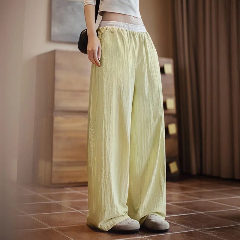 Maden Outdoor Cool-Touch UPF 50+ Sun Protection Joggers Pants Spring Summer Loose Elastic Waist Color-Block Dance UV-Proof Pants