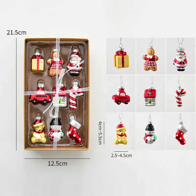 Christmas Set Santa Claus Snowman Elk Christmas Tree Decor Christmas Tree Pendant Window Living Room Backpack Car Interior Decor